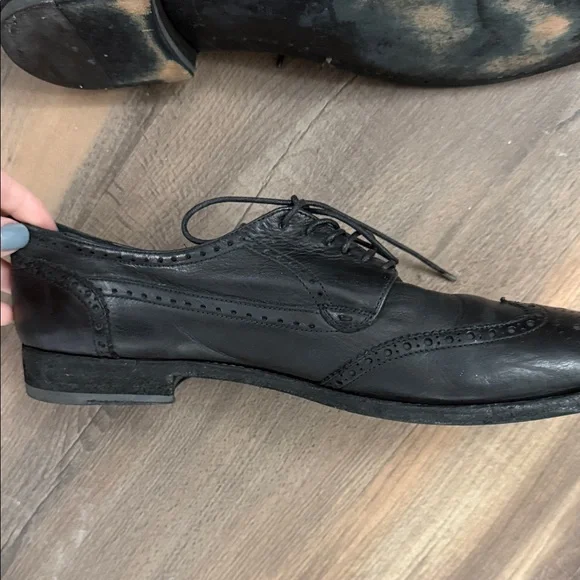 Alexander McQueen Black Brogue Leather Oxfords Size 43